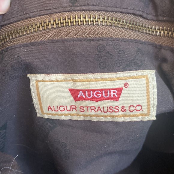 Augar Strauss co canvas leather messenger bag utility pockets zipper brown - Picture 10 of 13